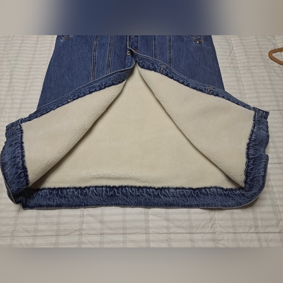 Denim Fleece Lined Long Coat - Picture 5 of 12